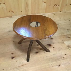 Circular oak table with glass insert