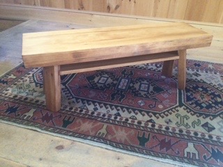 77 Douglas fir table with oak shelf